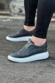 WG023 Erkek Günlük Bağcıksız Cilt Spor Sneaker Ayakkabı CBT - Gri