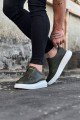 WG023 Erkek Günlük Bağcıksız Cilt Spor Sneaker Ayakkabı CBT - Haki – Wagoon Erkek Ayakkabı