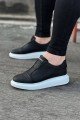 WG023 Erkek Günlük Bağcıksız Cilt Spor Sneaker Ayakkabı CBT - Siyah
