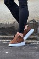 WG023 Erkek Günlük Bağcıksız Cilt Spor Sneaker Ayakkabı CBT - Taba – Wagoon Erkek Ayakkabı