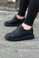 WG023 Erkek Günlük Bağcıksız Cilt Spor Sneaker Ayakkabı CST - Siyah