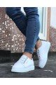 WG026 Erkek Günlük Lastikli Cilt Spor Sneaker Ayakkabı CBT - Beyaz – Wagoon Erkek Ayakkabı