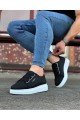 WG026 Erkek Günlük Lastikli Cilt Spor Sneaker Ayakkabı CBT - Siyah – Wagoon Erkek Ayakkabı
