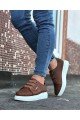 WG026 Erkek Günlük Lastikli Cilt Spor Sneaker Ayakkabı CBT - Taba – Wagoon Erkek Ayakkabı