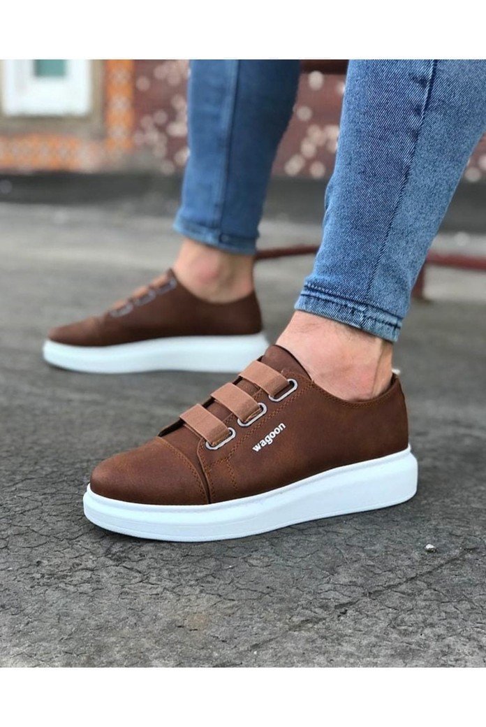 WG026 Erkek Günlük Lastikli Cilt Spor Sneaker Ayakkabı CBT - Taba WG026 Erkek Günlük Lastikli Cilt Spor Sneaker Ayakkabı CBT - Taba