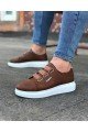 WG026 Erkek Günlük Lastikli Cilt Spor Sneaker Ayakkabı CBT - Taba