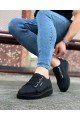 WG026 Erkek Günlük Lastikli Cilt Spor Sneaker Ayakkabı CST - Siyah – Wagoon Erkek Ayakkabı