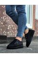WG026 Erkek Günlük Lastikli Cilt Spor Sneaker Ayakkabı CST - Siyah – Wagoon Erkek Ayakkabı