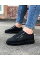 WG026 Erkek Günlük Lastikli Cilt Spor Sneaker Ayakkabı CST - Siyah – Wagoon Erkek Ayakkabı