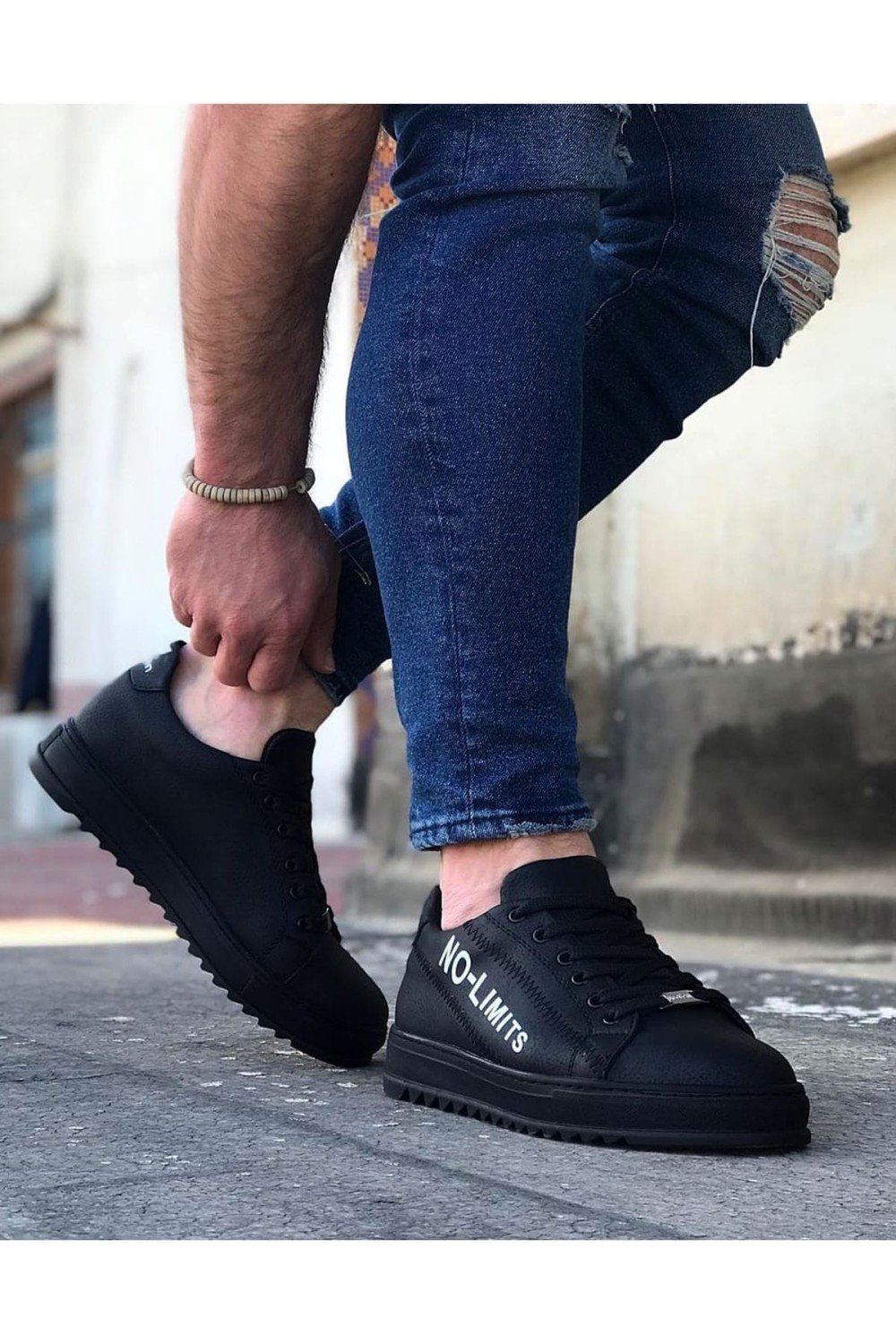 WG027 Erkek Günlük Bağcıklı No - Limits Cilt Spor Sneaker Ayakkabı CST - Siyah – Wagoon Erkek Ayakkabı