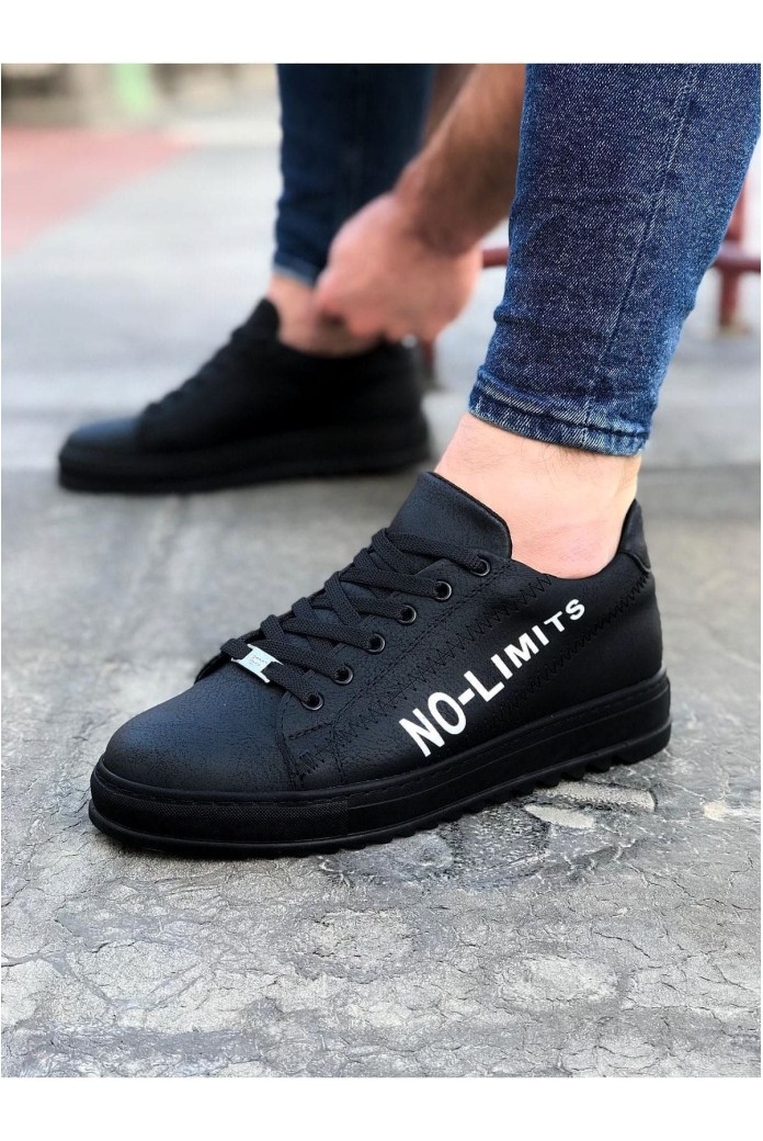 WG027 Erkek Günlük Bağcıklı No - Limits Cilt Spor Sneaker Ayakkabı CST - Siyah