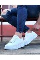 WG028 Erkek Günlük Bağcıklı Cilt Spor Sneaker Ayakkabı CBT - Beyaz – Wagoon Erkek Ayakkabı