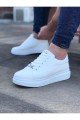 WG028 Erkek Günlük Bağcıklı Cilt Spor Sneaker Ayakkabı CBT - Beyaz