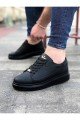 WG028 Erkek Günlük Bağcıklı Cilt Spor Sneaker Ayakkabı CST - Siyah – Wagoon Erkek Ayakkabı