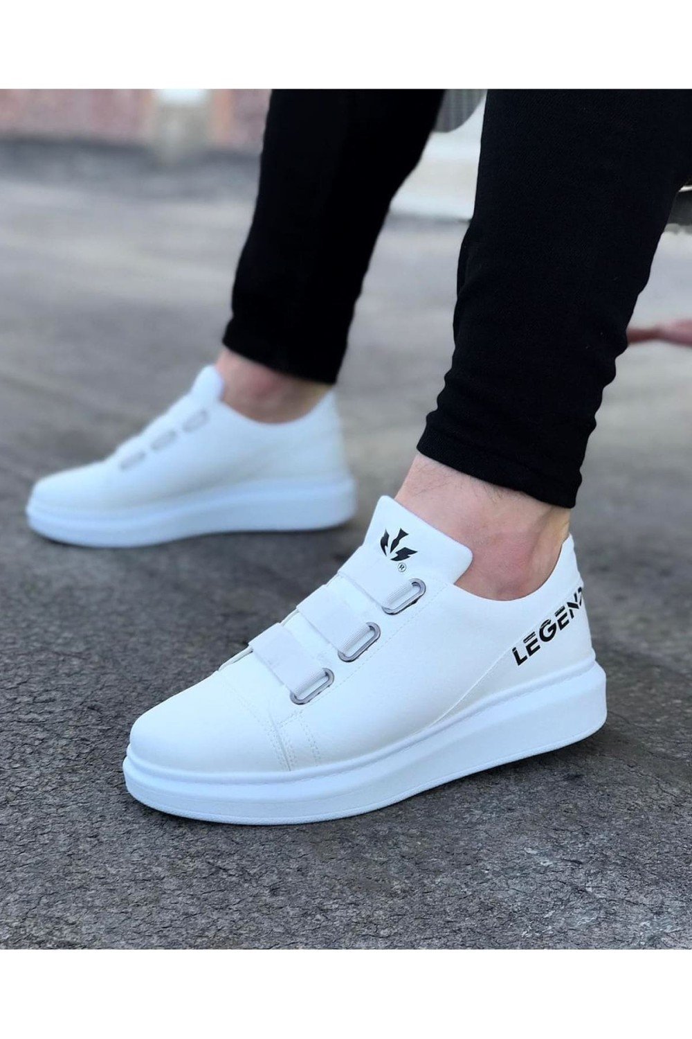 WG029 Erkek Günlük Lastikli Legend Cilt Spor Sneaker Ayakkabı CBT - Beyaz – Wagoon Erkek Ayakkabı