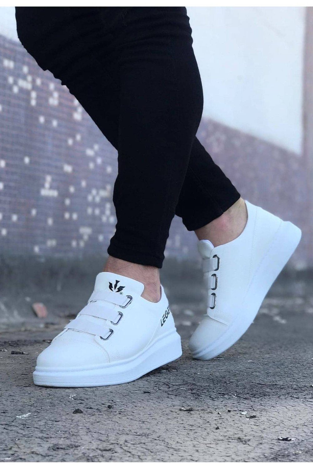 WG029 Erkek Günlük Lastikli Legend Cilt Spor Sneaker Ayakkabı CBT - Beyaz – Wagoon Erkek Ayakkabı