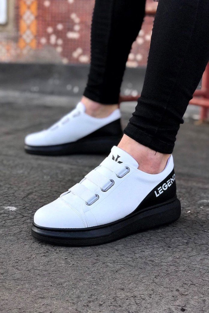 WG029 Erkek Günlük Lastikli Legend Cilt Spor Sneaker Ayakkabı CST - Beyaz/Siyah WG029 Erkek Günlük Lastikli Legend Cilt Spor Sneaker Ayakkabı CST - Beyaz/Siyah