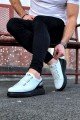 WG029 Erkek Günlük Lastikli Legend Cilt Spor Sneaker Ayakkabı CST - Beyaz/Siyah