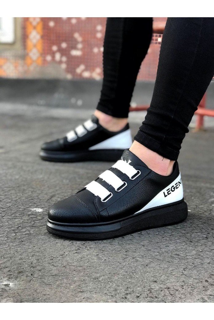 WG029 Erkek Günlük Lastikli Legend Cilt Spor Sneaker Ayakkabı CST - Siyah/Beyaz WG029 Erkek Günlük Lastikli Legend Cilt Spor Sneaker Ayakkabı CST - Siyah/Beyaz