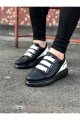 WG029 Erkek Günlük Lastikli Legend Cilt Spor Sneaker Ayakkabı CST - Siyah/Beyaz – Wagoon Erkek Ayakkabı