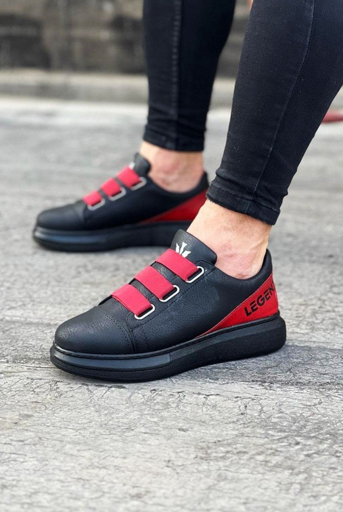 WG029 Erkek Günlük Lastikli Legend Cilt Spor Sneaker Ayakkabı CST - Siyah/Kırmızı WG029 Erkek Günlük Lastikli Legend Cilt Spor Sneaker Ayakkabı CST - Siyah/Kırmızı