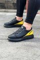 WG029 Erkek Günlük Lastikli Legend Cilt Spor Sneaker Ayakkabı CST - Siyah/Sarı – Wagoon Erkek Ayakkabı