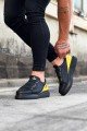 WG029 Erkek Günlük Lastikli Legend Cilt Spor Sneaker Ayakkabı CST - Siyah/Sarı – Wagoon Erkek Ayakkabı