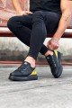 WG029 Erkek Günlük Lastikli Legend Cilt Spor Sneaker Ayakkabı CST - Siyah/Sarı – Wagoon Erkek Ayakkabı