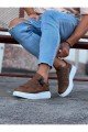 WG033 Erkek Günlük Tokalı Cilt Spor Sneaker Ayakkabı CBT - Taba – Wagoon Erkek Ayakkabı