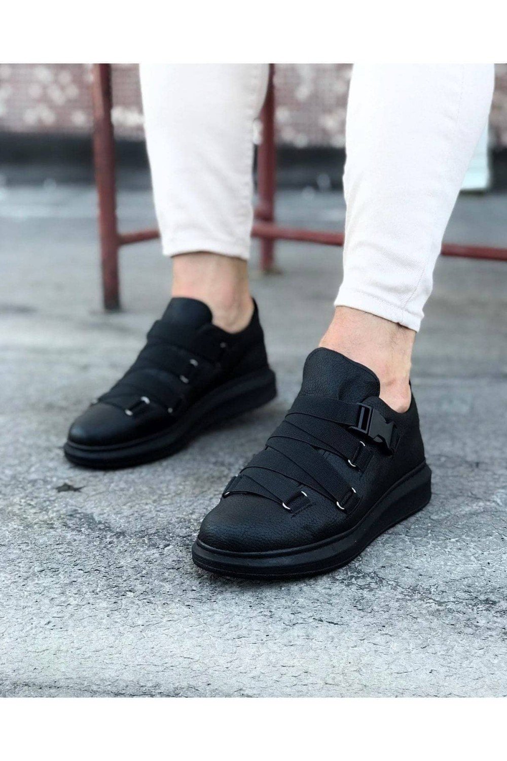 WG033 Erkek Günlük Tokalı Cilt Spor Sneaker Ayakkabı CST - Siyah Erkek Ayakkabı WG033 Erkek Günlük Tokalı Cilt Spor Sneaker Ayakkabı CST - Siyah – Wagoon Erkek Ayakkabı