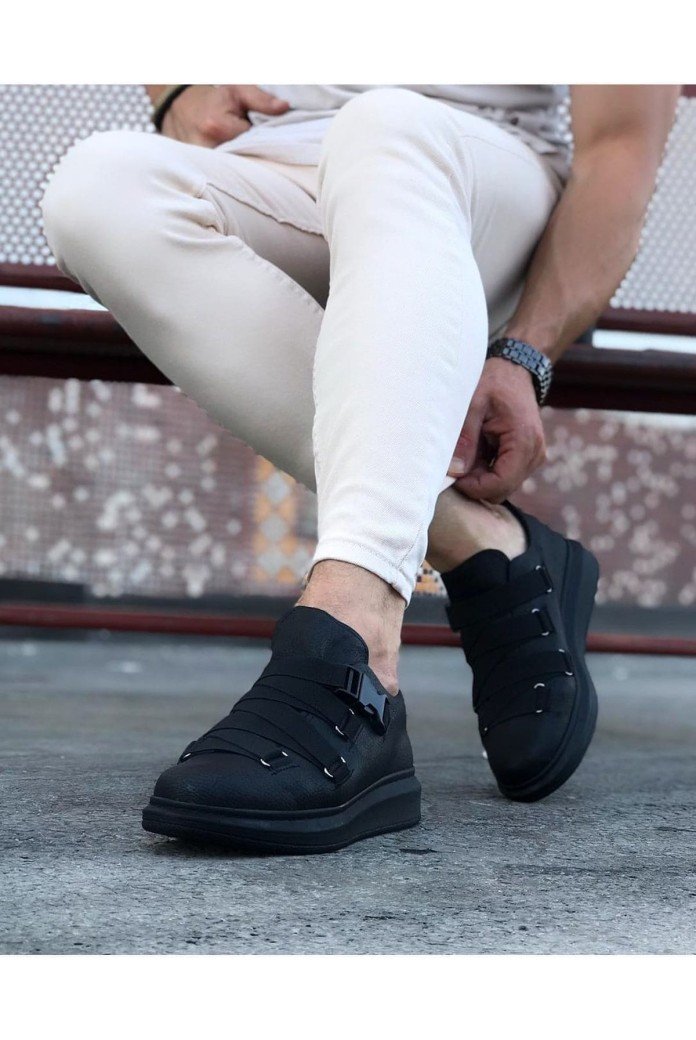 WG033 Erkek Günlük Tokalı Cilt Spor Sneaker Ayakkabı CST - Siyah WG033 Erkek Günlük Tokalı Cilt Spor Sneaker Ayakkabı CST - Siyah