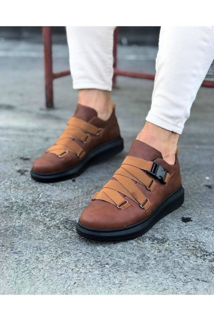WG033 Erkek Günlük Tokalı Cilt Spor Sneaker Ayakkabı CST - Taba WG033 Erkek Günlük Tokalı Cilt Spor Sneaker Ayakkabı CST - Taba