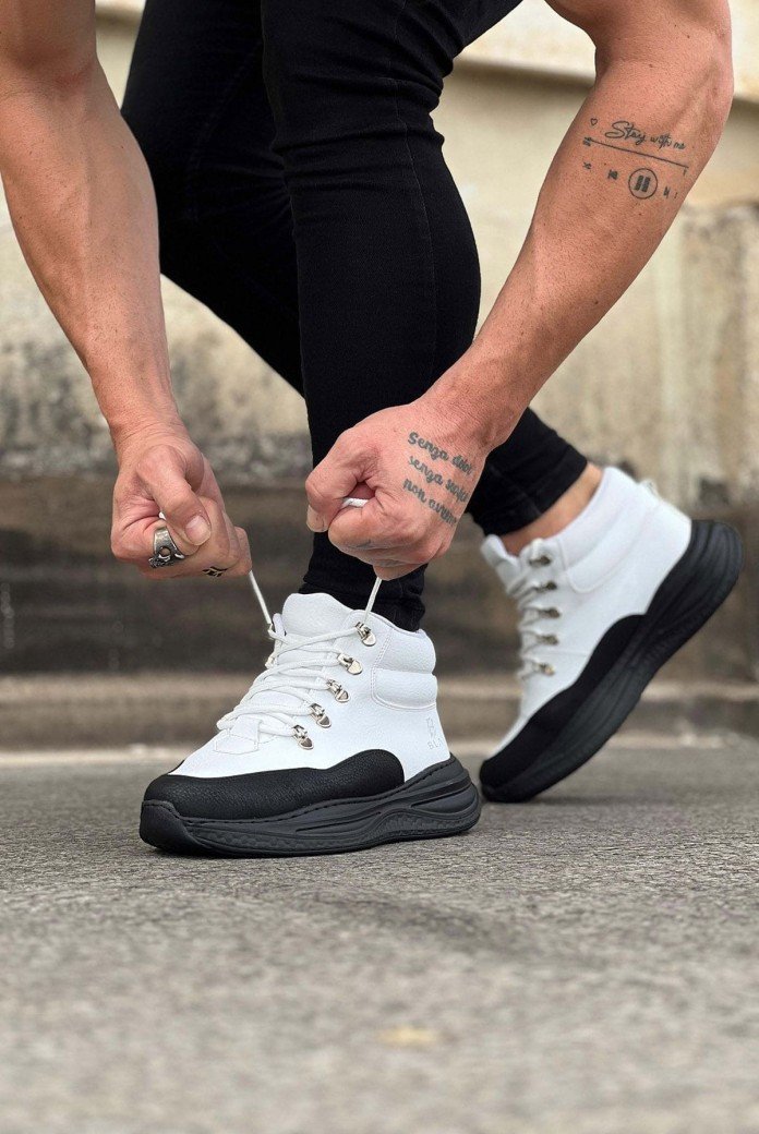 WG035 Erkek Spor Günlük Bağcıklı Cilt Bot CST - Beyaz/Siyah WG035 Erkek Spor Günlük Bağcıklı Cilt Bot CST - Beyaz/Siyah