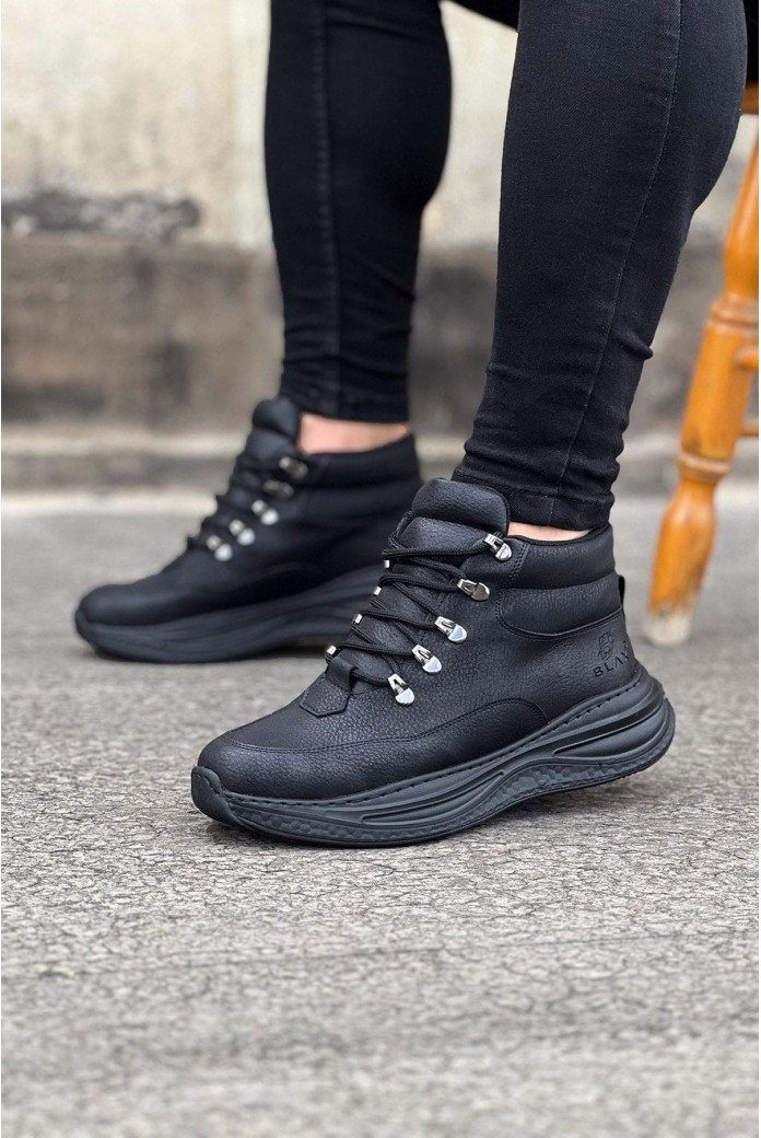 WG035 Erkek Spor Günlük Bağcıklı Cilt Bot CST - Siyah