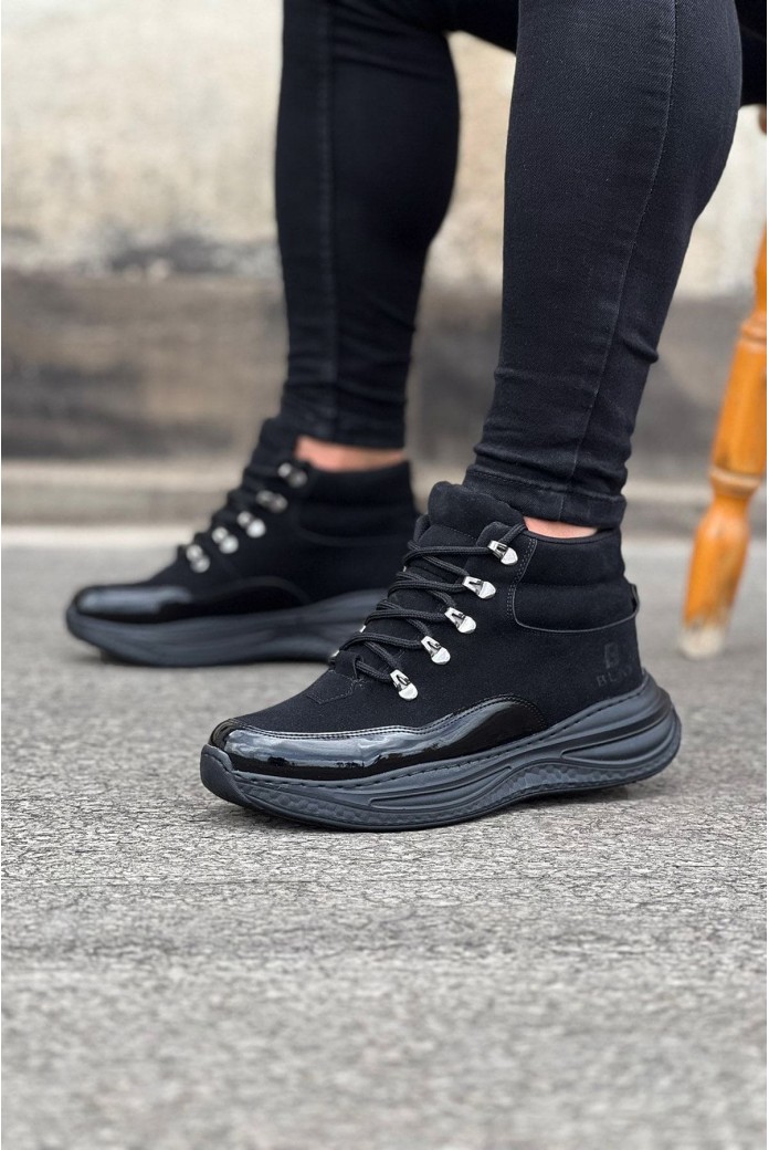 WG035 Erkek Spor Günlük Bağcıklı Süet Rugan Bot SRST - Siyah