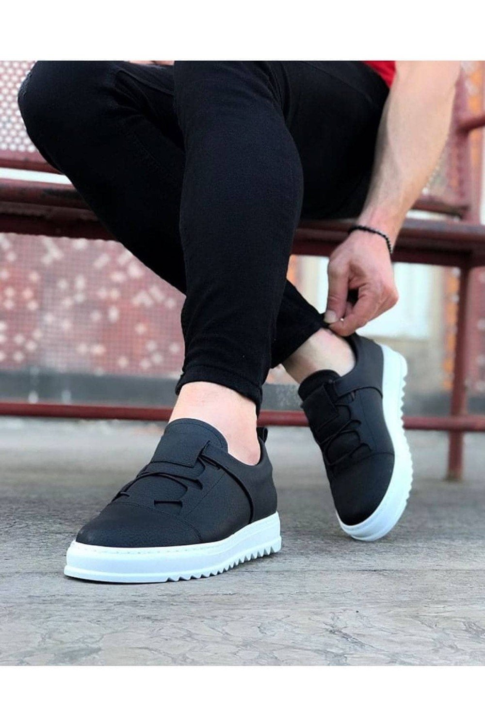 WG036 Erkek Günlük Bağcıklı Lastikli Cilt Spor Sneaker Ayakkabı CBT - Siyah Erkek Ayakkabı WG036 Erkek Günlük Bağcıklı Lastikli Cilt Spor Sneaker Ayakkabı CBT - Siyah – Wagoon Erkek Ayakkabı