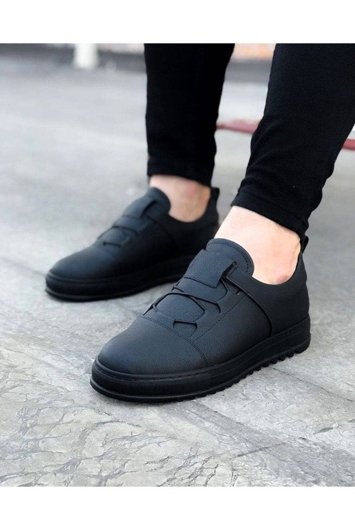 WG036 Erkek Günlük Bağcıklı Lastikli Cilt Spor Sneaker Ayakkabı CST - Siyah WG036 Erkek Günlük Bağcıklı Lastikli Cilt Spor Sneaker Ayakkabı CST - Siyah