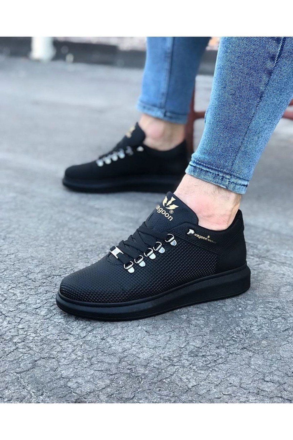 WG047 Erkek Günlük Bağcıklı Cilt Spor Sneaker Ayakkabı CST - Siyah Erkek Ayakkabı WG047 Erkek Günlük Bağcıklı Cilt Spor Sneaker Ayakkabı CST - Siyah – Wagoon Erkek Ayakkabı