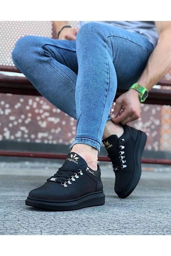 WG047 Erkek Günlük Bağcıklı Cilt Spor Sneaker Ayakkabı CST - Siyah WG047 Erkek Günlük Bağcıklı Cilt Spor Sneaker Ayakkabı CST - Siyah