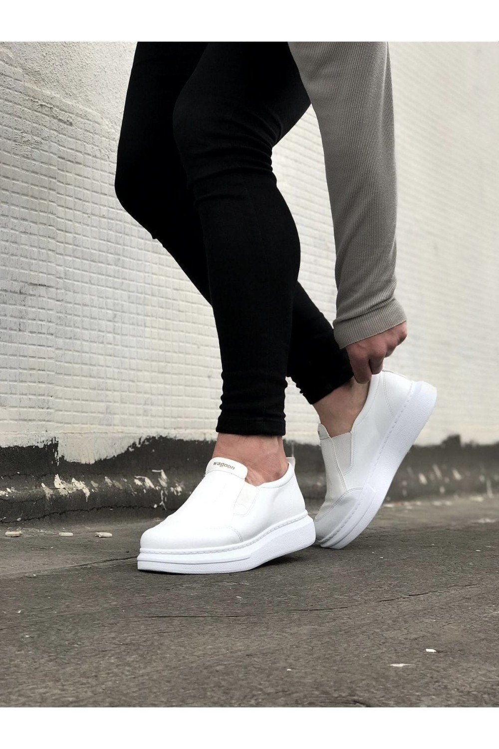 WG049 Erkek Günlük Bağcıksız Cilt Spor Sneaker Ayakkabı CBT - Beyaz Erkek Ayakkabı WG049 Erkek Günlük Bağcıksız Cilt Spor Sneaker Ayakkabı CBT - Beyaz – Wagoon Erkek Ayakkabı