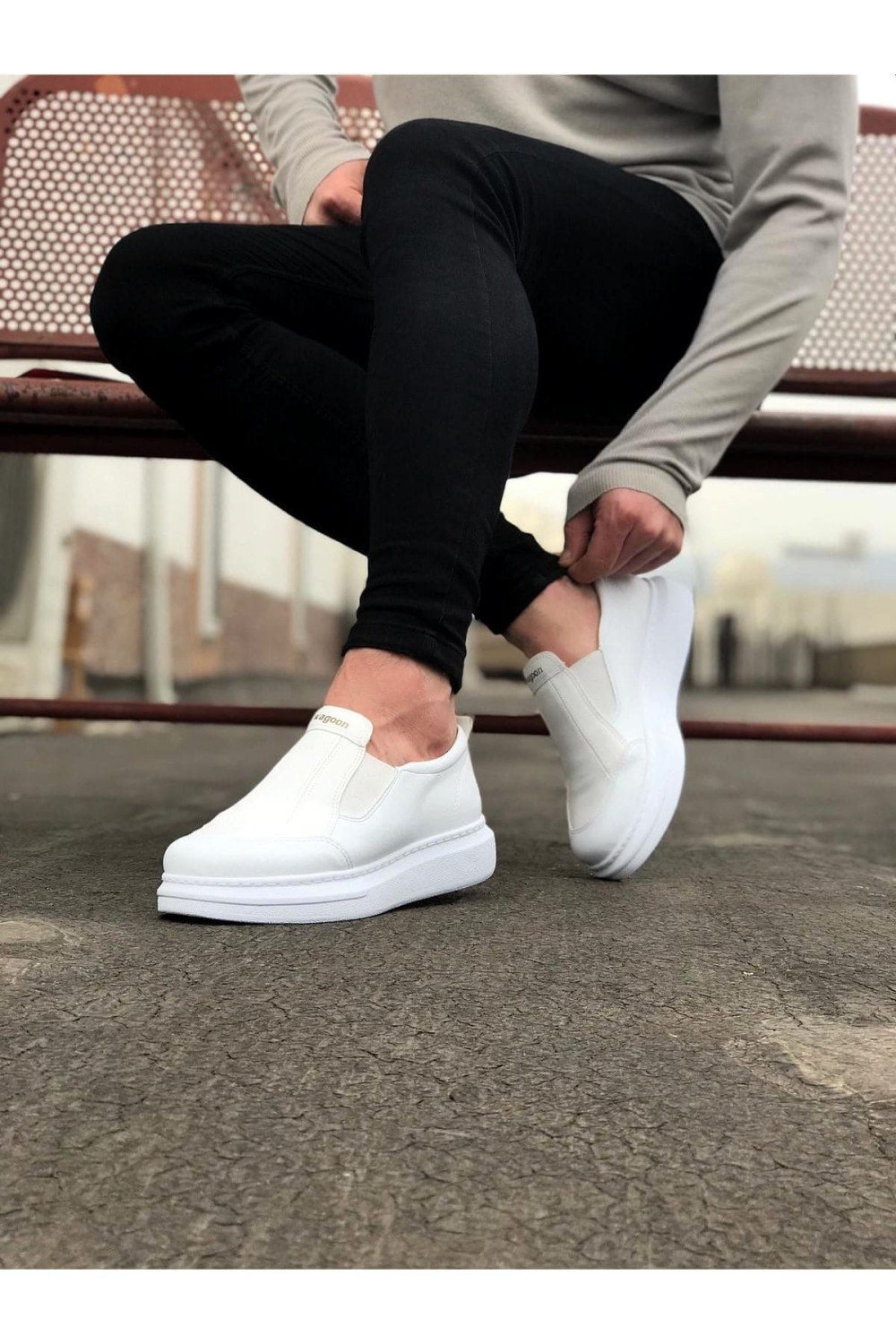 WG049 Erkek Günlük Bağcıksız Cilt Spor Sneaker Ayakkabı CBT - Beyaz Erkek Ayakkabı WG049 Erkek Günlük Bağcıksız Cilt Spor Sneaker Ayakkabı CBT - Beyaz – Wagoon Erkek Ayakkabı