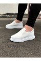 WG049 Erkek Günlük Bağcıksız Cilt Spor Sneaker Ayakkabı CBT - Beyaz