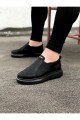WG049 Erkek Günlük Bağcıksız Cilt Spor Sneaker Ayakkabı CST - Siyah
