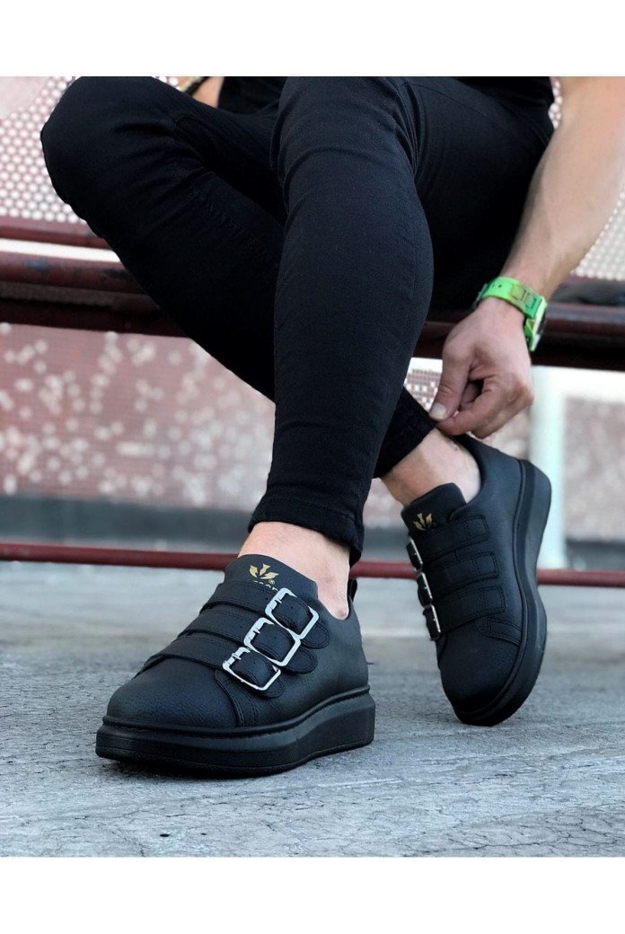 WG050 Erkek Günlük Tokalı Cilt Spor Sneaker Ayakkabı CST - Siyah WG050 Erkek Günlük Tokalı Cilt Spor Sneaker Ayakkabı CST - Siyah