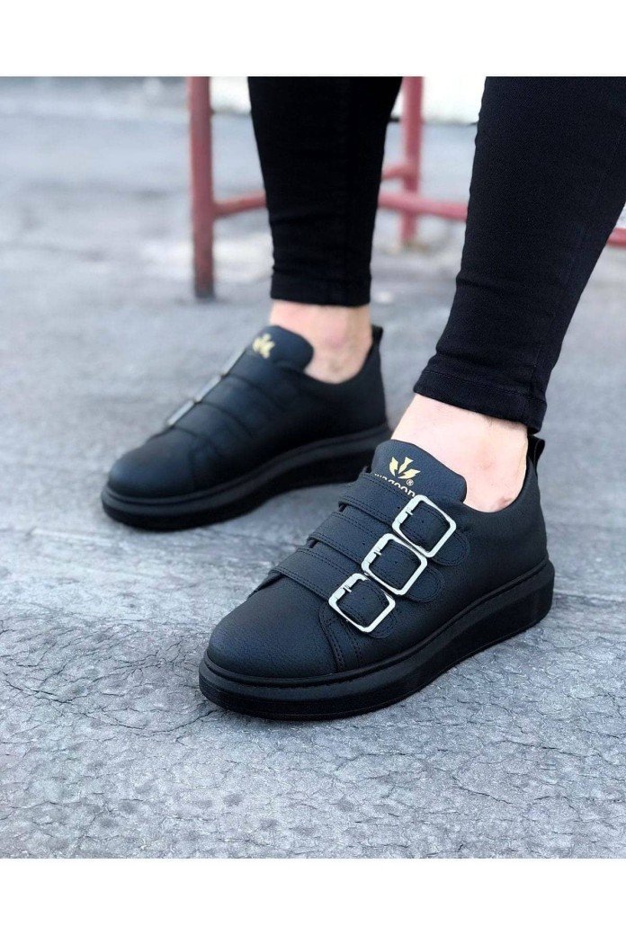 WG050 Erkek Günlük Tokalı Cilt Spor Sneaker Ayakkabı CST - Siyah WG050 Erkek Günlük Tokalı Cilt Spor Sneaker Ayakkabı CST - Siyah