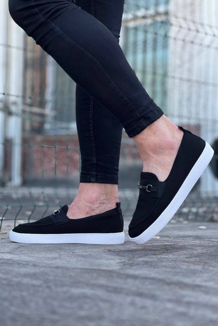 WG060 Erkek Günlük Bağcıksız Triko Cilt Klasik Ayakkabı TCBT - Siyah WG060 Erkek Günlük Bağcıksız Triko Cilt Klasik Ayakkabı TCBT - Siyah