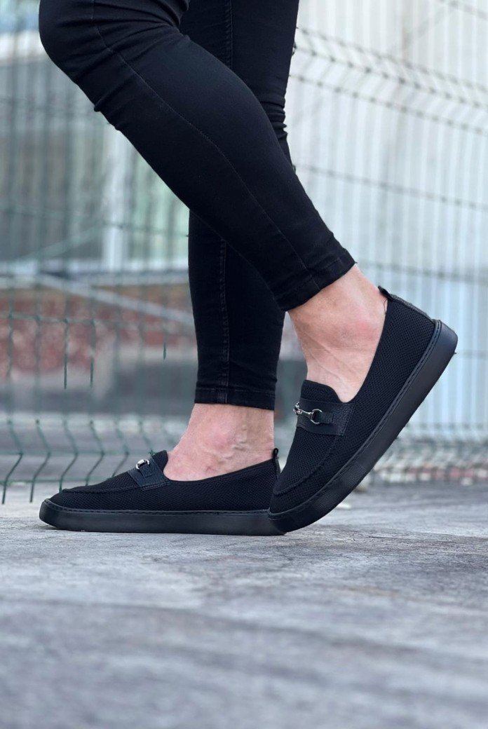 WG060 Erkek Günlük Bağcıksız Triko Cilt Klasik Ayakkabı TCST - Siyah WG060 Erkek Günlük Bağcıksız Triko Cilt Klasik Ayakkabı TCST - Siyah