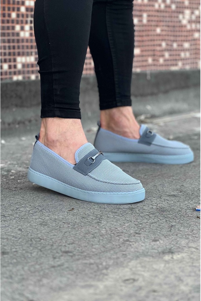 WG060 Erkek Günlük Bağcıksız Triko Süet Klasik Ayakkabı TSGT - Gri