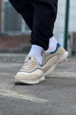 WG062 Erkek Günlük Bağcıklı Cilt Triko Spor Sneaker Ayakkabı CTBT - Bej WG062 Erkek Günlük Bağcıklı Cilt Triko Spor Sneaker Ayakkabı CTBT - Bej
