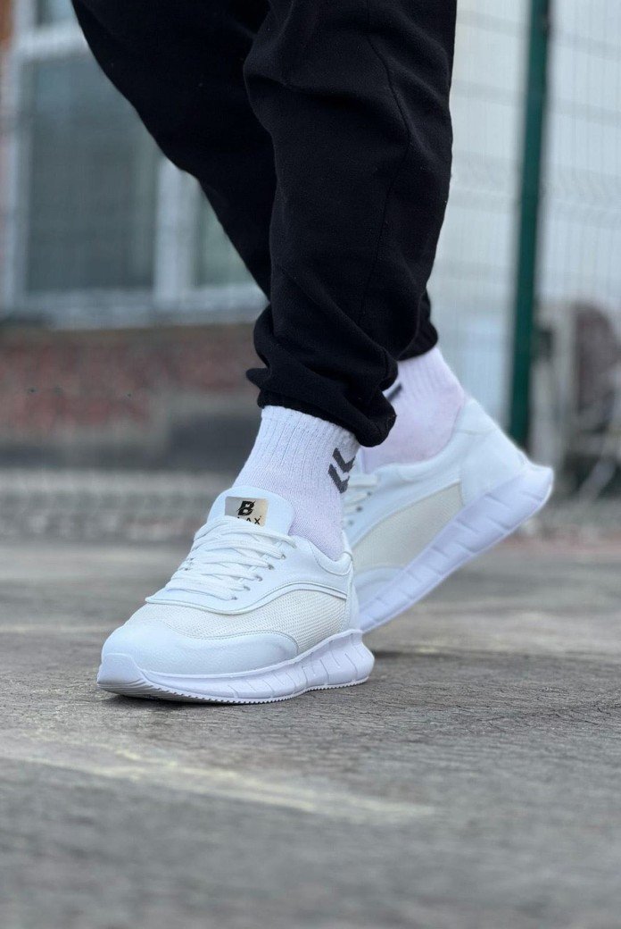 WG062 Erkek Günlük Bağcıklı Cilt Triko Spor Sneaker Ayakkabı CTBT - Beyaz WG062 Erkek Günlük Bağcıklı Cilt Triko Spor Sneaker Ayakkabı CTBT - Beyaz